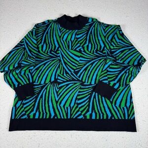 Anne Klein Men's Vibrant Blue and Green Crewneck Sweater